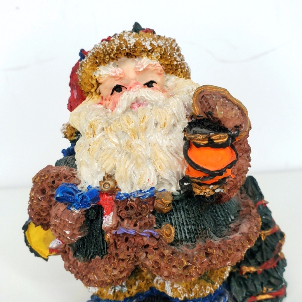 Vintage Santa Claus Traveling Lantern & Drum & Christmas Figurine 4"x 3.5" Heavy